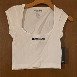 True Religion Women's Classic White Crop Top